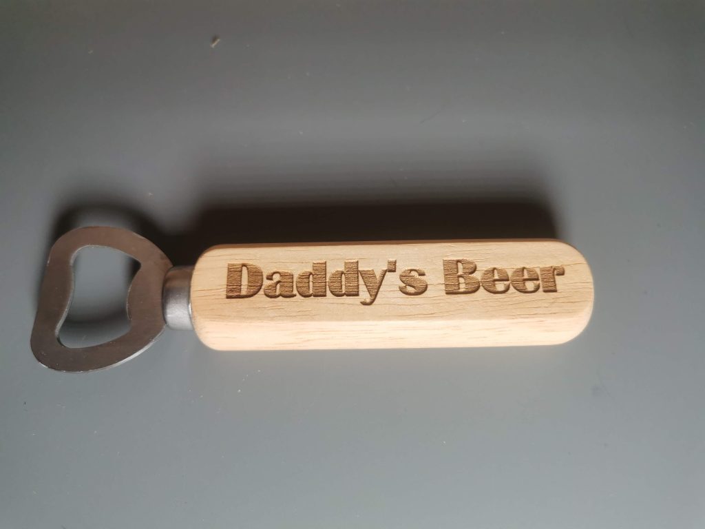 Engraved wooden bottle opener
